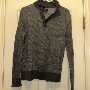 UNTUCKit Men's Sorensen Cross Stitch Button Neck Merino‎ Wool Sweater Medium